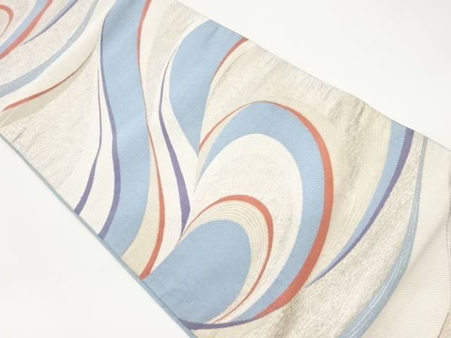 曲線模様織出し袋帯